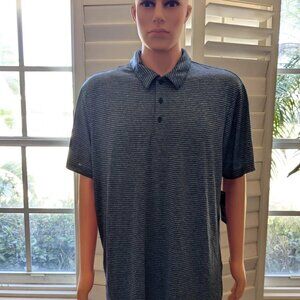 NEW Adidas Men’s Golf Polo Shirt XL Navy Blue Heather Striped Short Sleeve